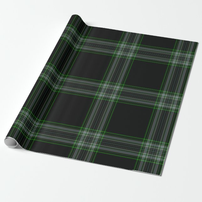 Papier Cadeau Tartan gris vert noir (Déroulé)