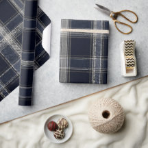 Tartan Luxe Navy & Argent | Élégant Plaid Classiqu