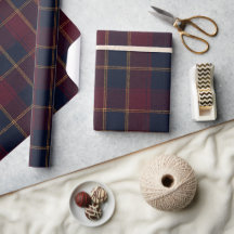 Tartan Luxueux Bourgogne, Nuit et Or