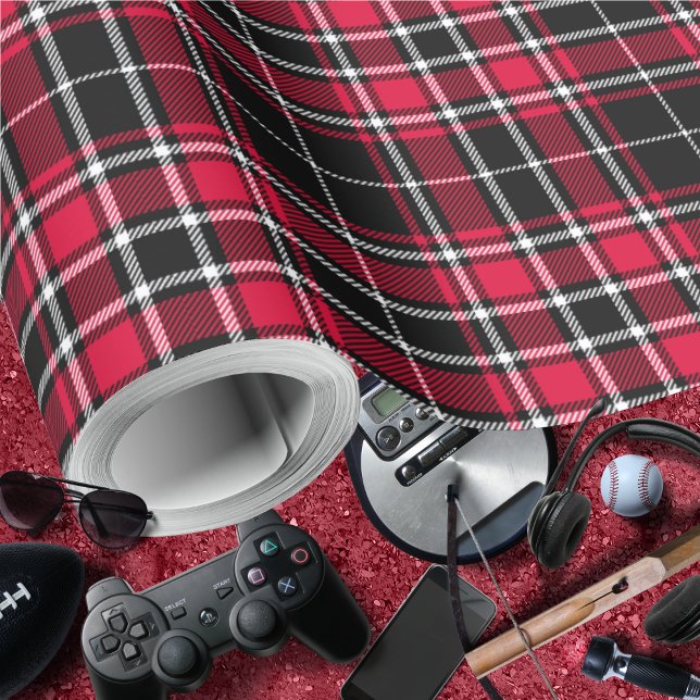 Papier Cadeau Tartan - Noir-Rouge-Blanc (Tartan - Black-Red-White Wrapping Paper Rolls by Leapfroglisics Shop)