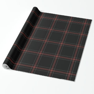 Papier Cadeau Tartan noir rouge plaqué