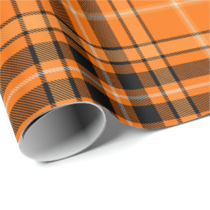 Papier Cadeau Tartan orange d'Halloween