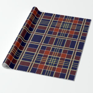 Papier Cadeau Tartan plaid bleu et rouge 