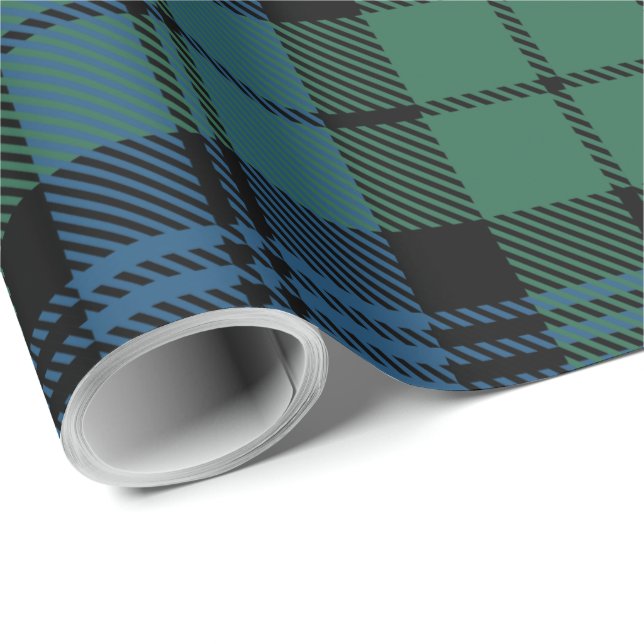 Papier Cadeau Tartan Plaid Blue Green Clan Campbell Holiday (Coin rond)