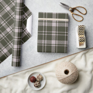 Papier Cadeau Tartan Plaid Farmhouse Forest Green