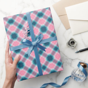 Papier Cadeau Tartan rose bleu Plaid En vichy Motif
