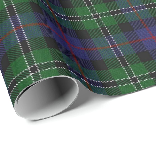 Papier Cadeau Tartan rose d'écossais de chasse de clan (Coin rond)