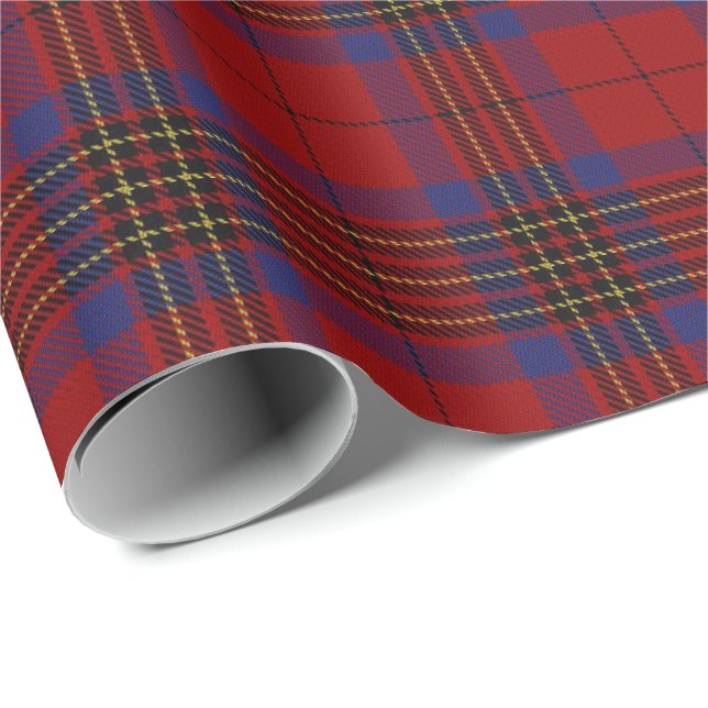 Papier Cadeau Tartan rouge écossais de Leslie de clan (Coin rond)