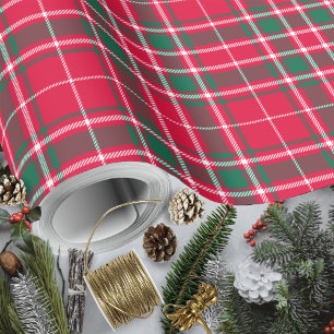 Papier Cadeau Tartan - Rouge vert et blanc