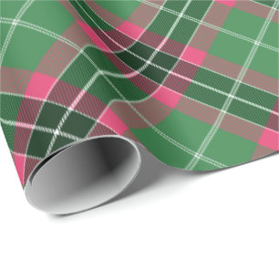 Papier Cadeau Tartan vert et rose pivoté
