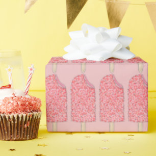 Papier Cadeau Tarte aux fraises Pink Ice Cream Popsicles