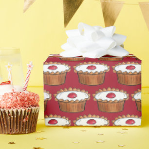 Papier Cadeau Tarte Cherry Bakewell British Food UK Pâtisserie
