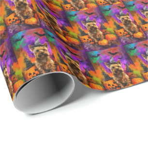 Papier Cadeau Tas de pierres effrayant Chien Terrier Halloween S