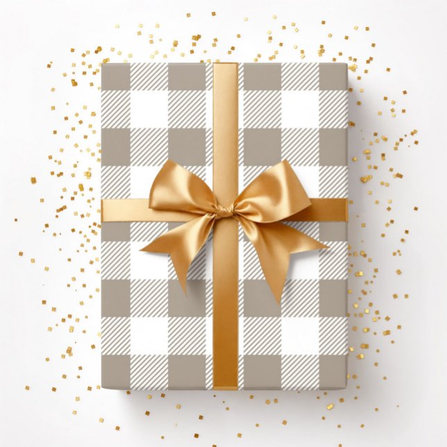 Papier Cadeau Taupe Beige Blanc Plaid Motif (Taupe Beige White Plaid Pattern Wrapping Paper)
