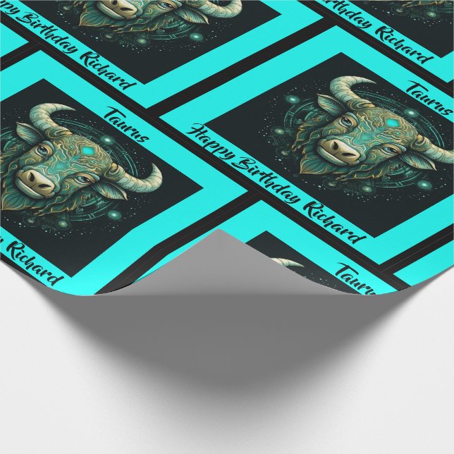 Papier Cadeau Taurus Ajouter Nom Anniversaire Horoscope Cadeau (Coin)