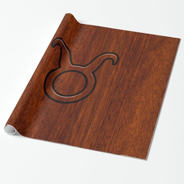 Papier Cadeau Taurus Zodiac Connexion en style acajou (Déroulé)