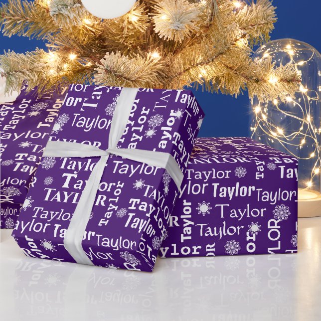 Papier Cadeau TAYLOR Nom Personnalisé Avec Flugles De Neige (Vacances)