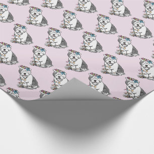 Papier Cadeau Tea Party Vieux chien anglais (Grey 1)