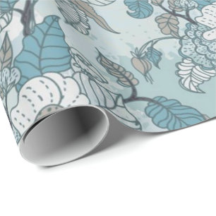 Papier Cadeau Teal élégant et papier d'emballage floral blanc