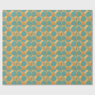 Papier Cadeau Teal, Tan et Orange dans un motif rétro