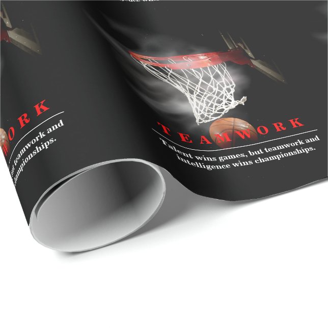 Papier Cadeau Teamwork Basketball Motivational Inspirational (Coin rond)