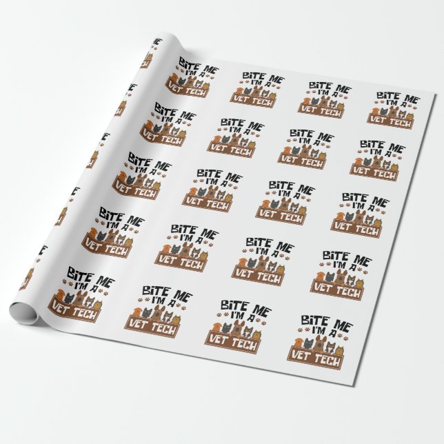 Papier Cadeau Technicien vétérinaire Bite Me Je suis technicien  (Déroulé)