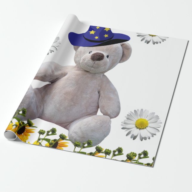 Papier Cadeau Teddy blanc Teddy Bear Teddy Papier d'enveloppemen (Déroulé)