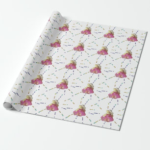 Papier Cadeau Teddy ours enfant fille rose cadeau d'anniversaire