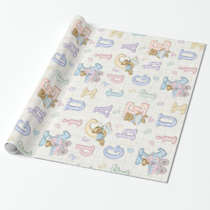 Papier Cadeau Teddy Tots Pastel Alphabet