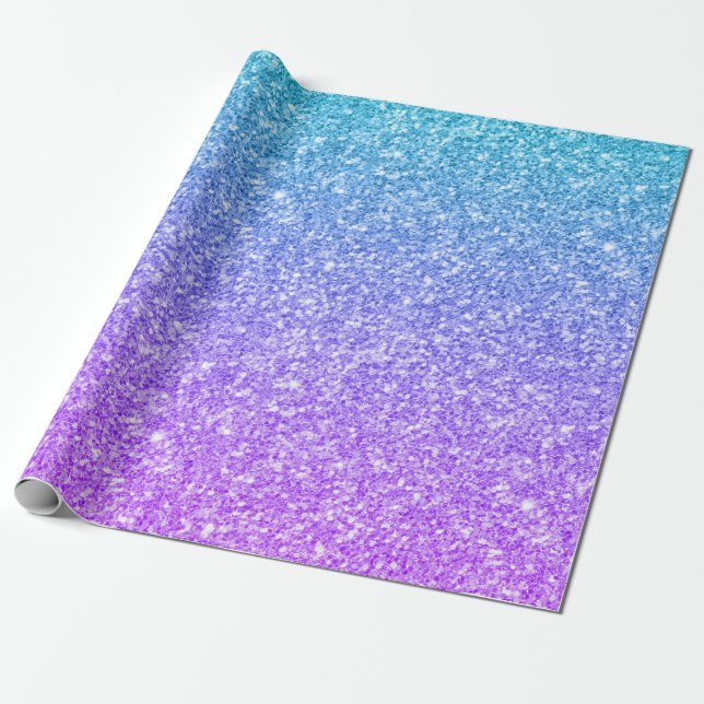 Papier Cadeau Teinte de parties scintillant foncée violet à bleu (Déroulé)