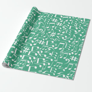 Papier Cadeau Teintes de l'océan bleu sarcelle vert Notes de mus