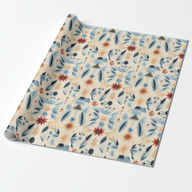 Papier Cadeau teintes peintes de fleurs du désert du sud-ouest (Déroulé)