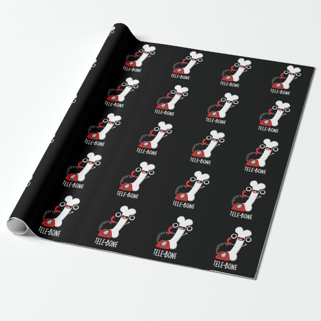 Papier Cadeau Tele-bone Funny Bone Téléphone Pun Dark BG (Déroulé)