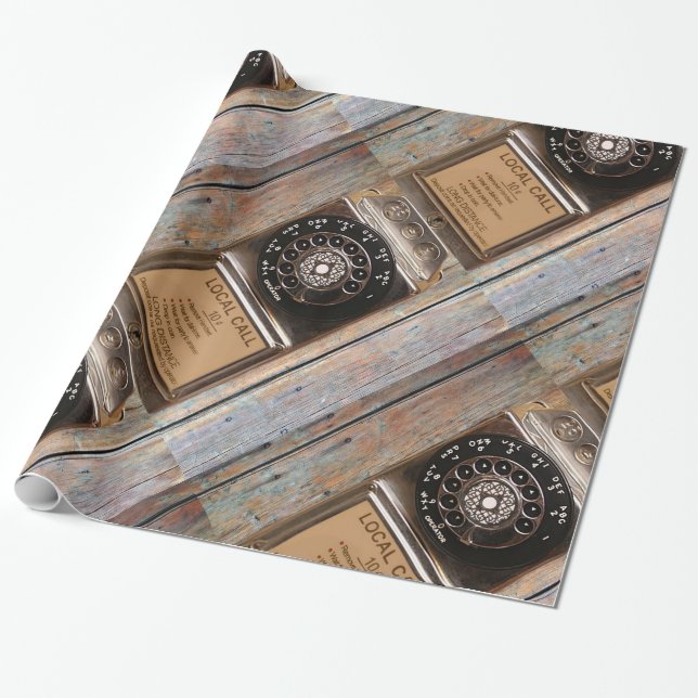 Papier Cadeau Téléphone antique rotatif payant rude (Déroulé)