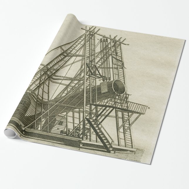 Papier Cadeau Télescope ÉQUIPEMENT SCIENTIFIQUE D'Antiquité 18E  (Déroulé)