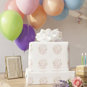 Papier Cadeau Telle Mère, Telle Fille - Papillon Floral Minimali