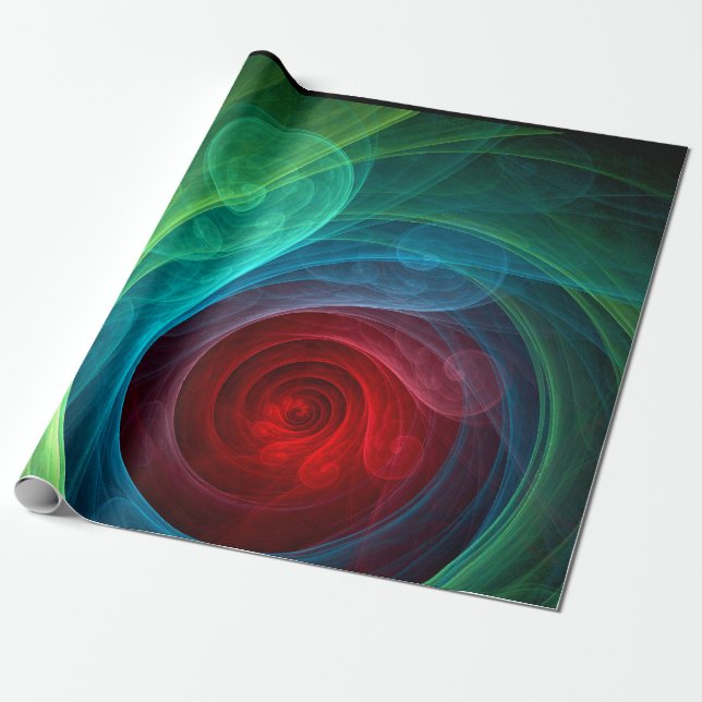 Papier Cadeau Tempête rouge Floral Art moderne Abstrait Motif co (Déroulé)