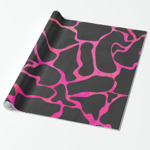 Papier Cadeau TempGiraffe rose chaud et noir impression
