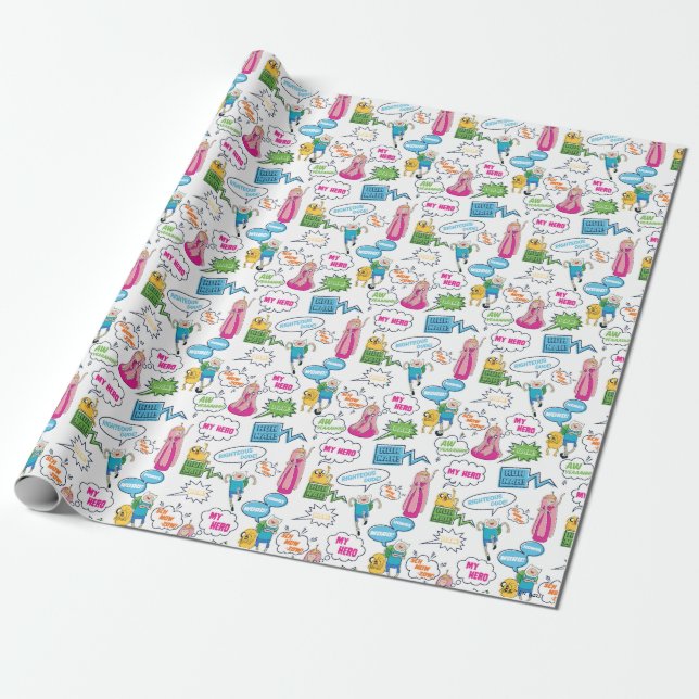 Papier Cadeau Temps d'aventure | Motif d'appel de caractères (Déroulé)