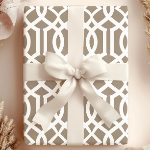 Papier Cadeau Tendance Marron Moka Motif de Treillis Marocain