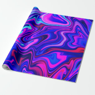 Papier Cadeau Tendance néon bleu rose turquoise Abstrait