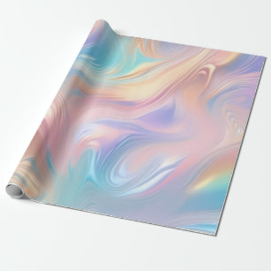 Papier Cadeau Tendance pastel rose bleu jaune abstrait vagues