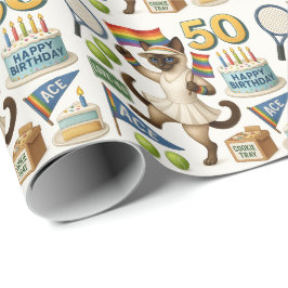 Papier Cadeau Tennis 50e anniversaire pour les Amoureux de les c