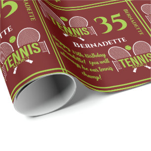 Papier Cadeau Tennis Addict Nom Age Anniversaire