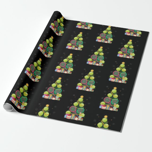 Papier Cadeau Tennis Christmas Tree Joueur Tennis Coach (Déroulé)