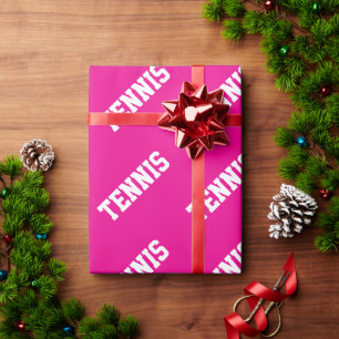 Papier Cadeau TENNIS Élégant Athlétique Texte Blanc Sur Rose Cla