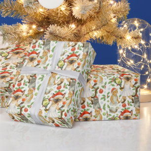 Papier Cadeau Tennis Noël thématisé pour joueur qui aime chat