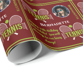 Papier Cadeau Tennis Nom photo Age Anniversaire