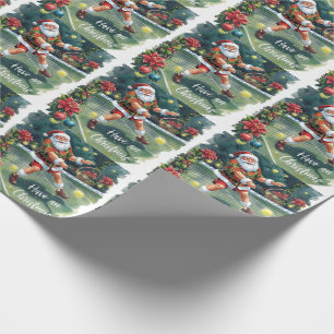 Papier Cadeau Tennis  Santa jouant au tennis sur le court