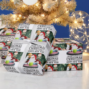 Papier Cadeau Tennis thème de Noël avec le Père Noël